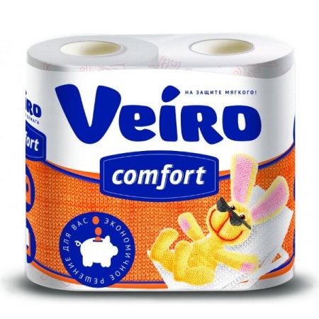 Туалетная бумага Veiro Comfort с рисунком,2-сл,4 шт.
